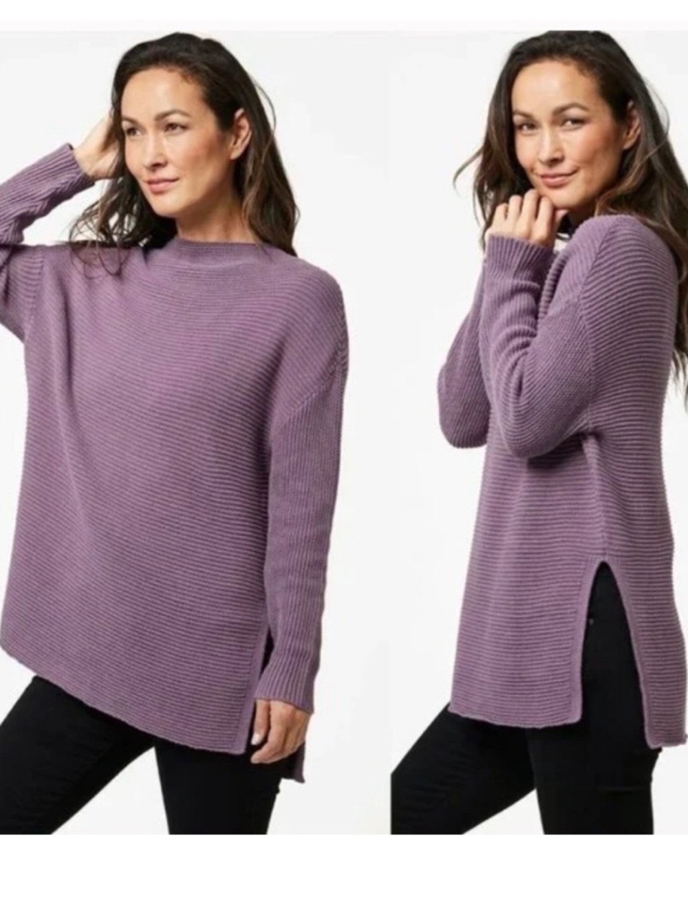 Pact 100% organic cotton sweater tunic size M lilac purple